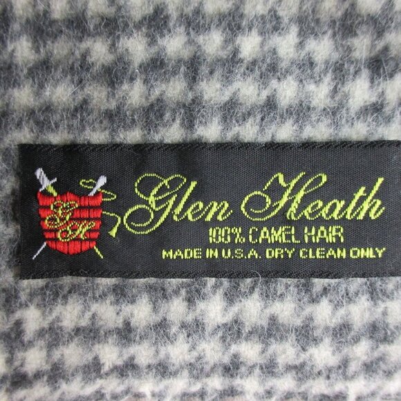 Glen Heath Houndstooth Scarf Camel Hair Gray White Scarf Unisex 52" x 11" - Picture 5 of 6